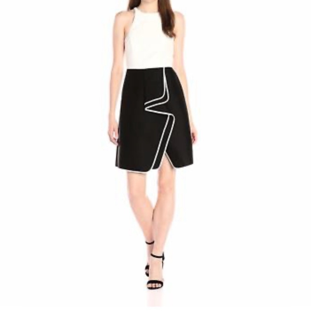 NEW Halston Heritage Black and White Asymmetrical dress